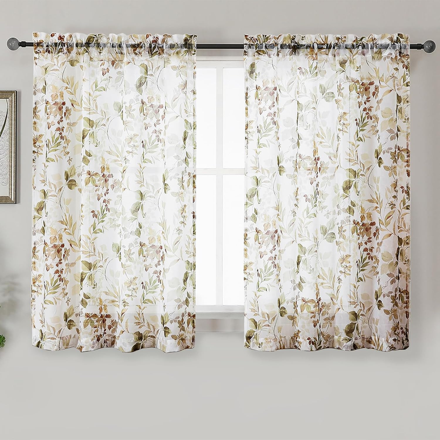 Crushed Kitchen Window Curtains 45 Inches Length 2 42W X 45L Multi Color