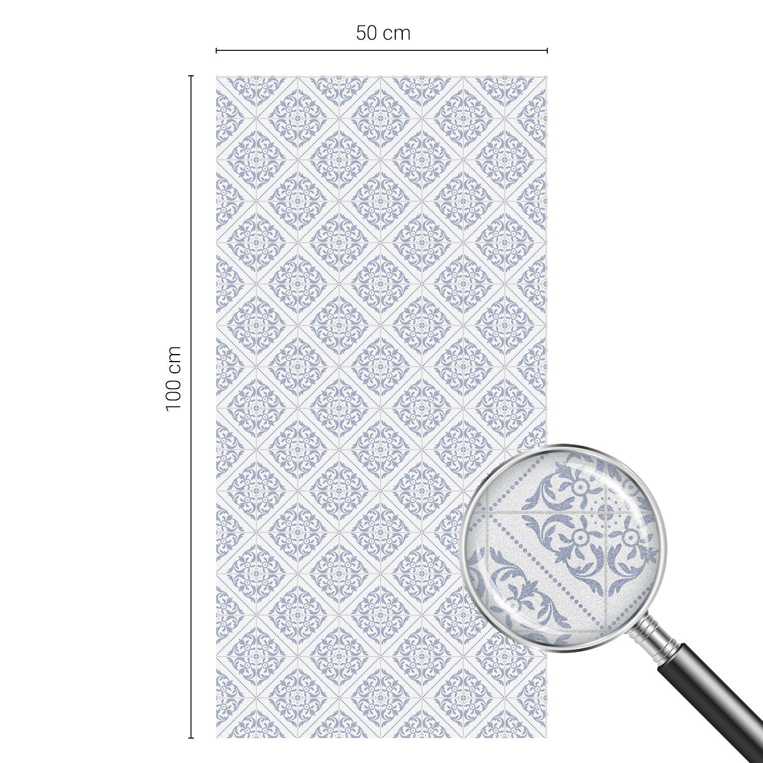 Frosted Window Film Self Adhesive Privacy Delicate Rosettes Art Blue