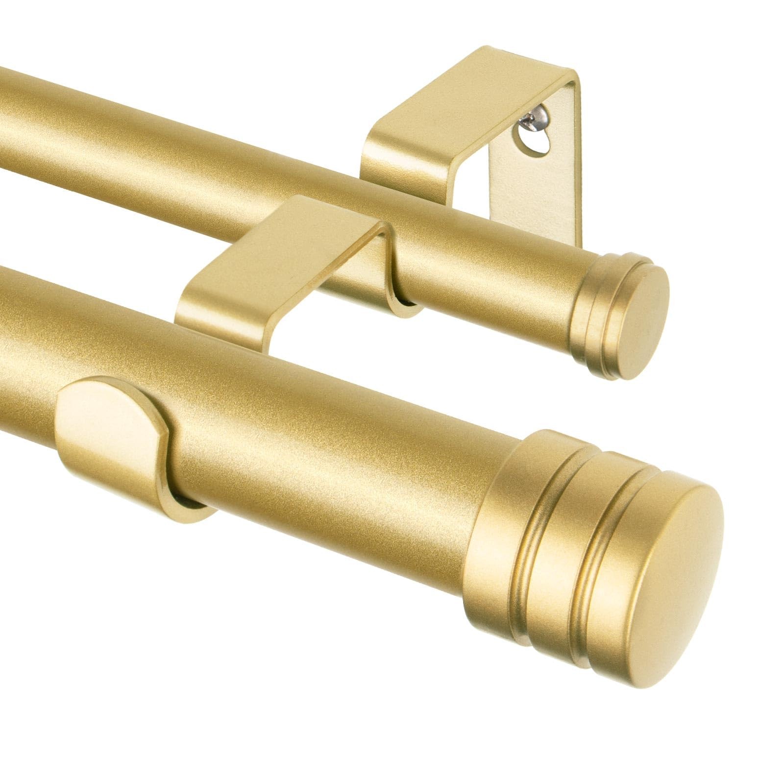 TONIAL1 Inch Double Curtain Rods 72 to 144 (6 12 ft), 72-144″, Gold