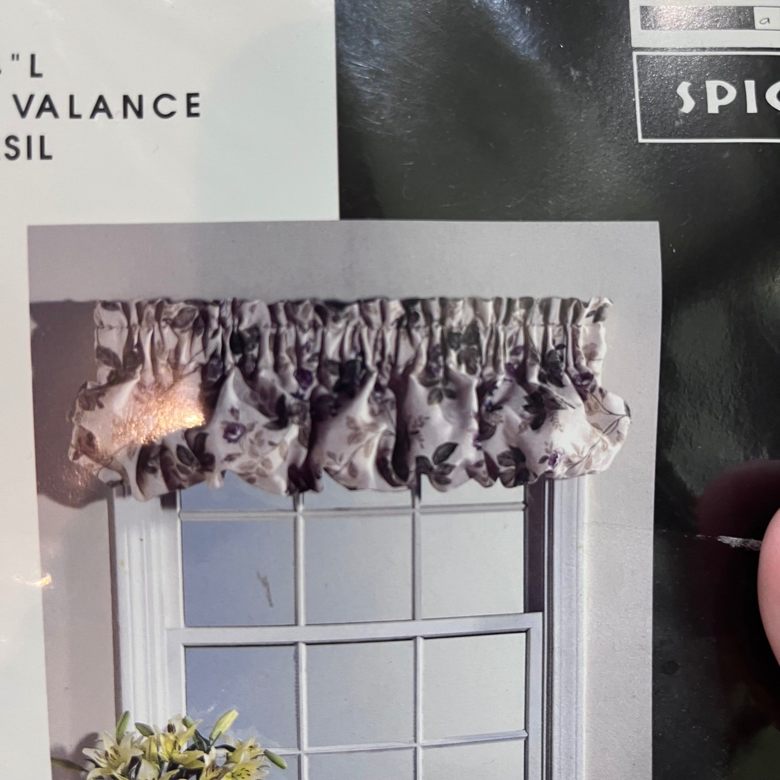 Designables Lana Balloon Valance Basil Green Floral 60×14 Vtg Cottagecore Decor