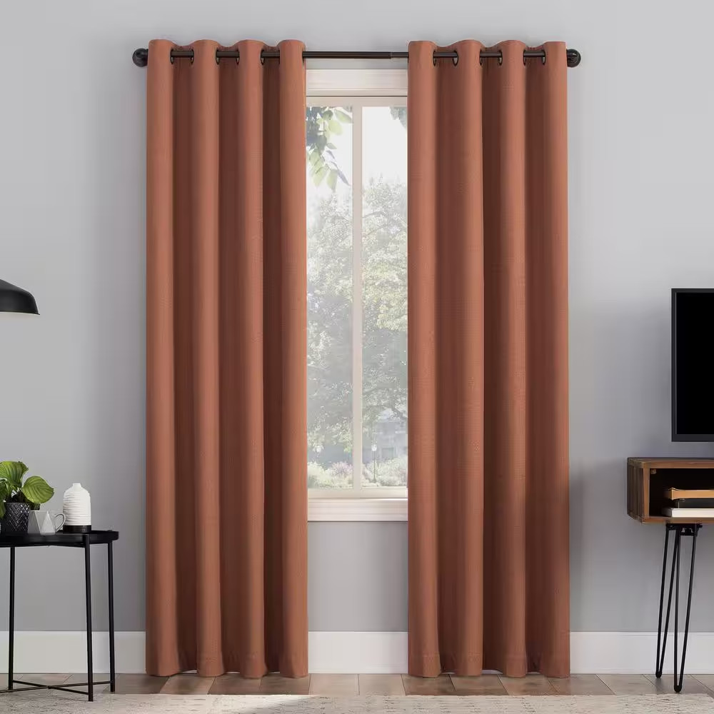 Channing Terracotta Orange Polyester Solid 50 In. W X 63 In. L Noise Cancelling