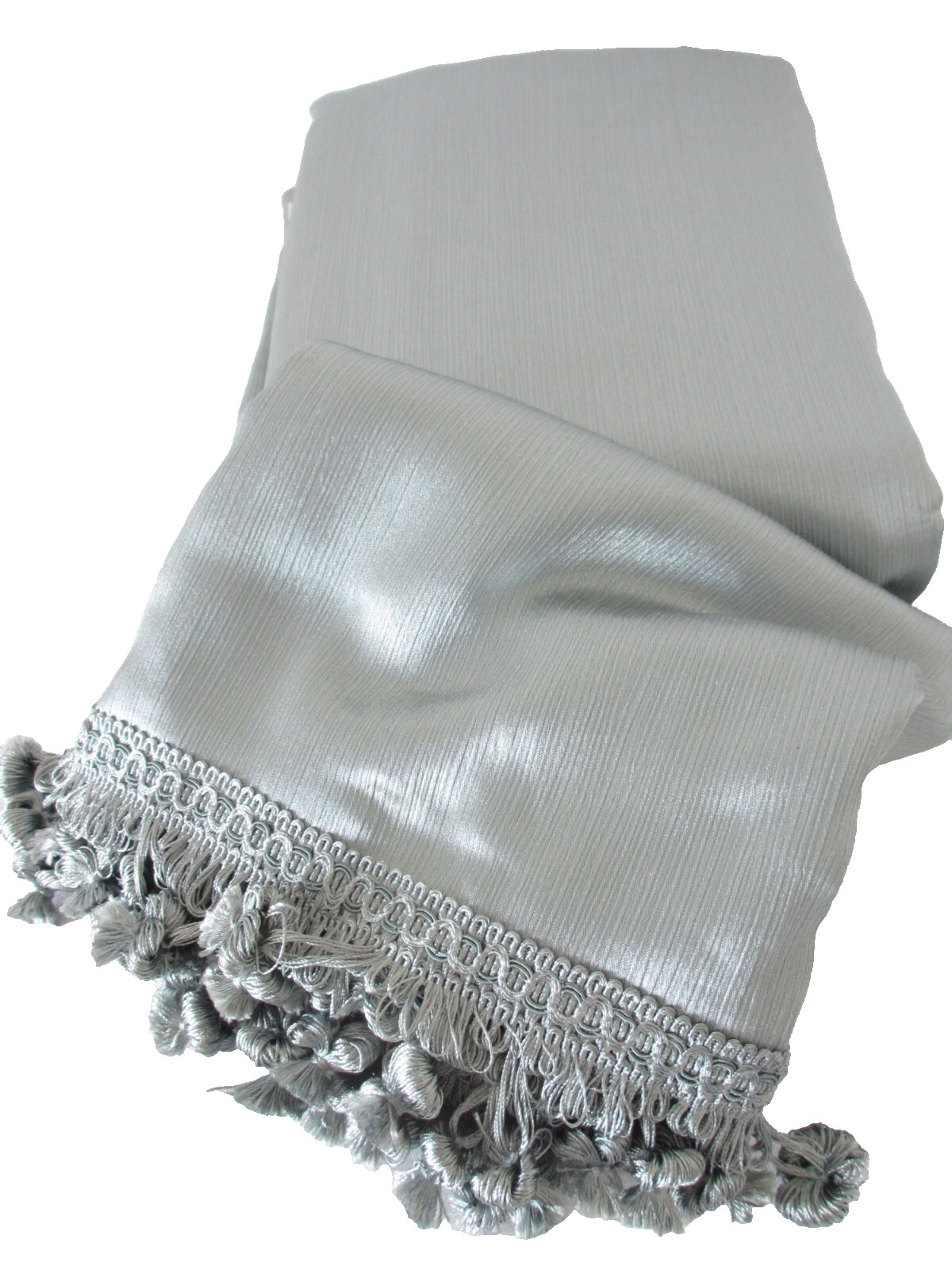 Hilton Window Scarf Valance Curtain Green Slub Satin Faux Silk Drape Fringe NEW