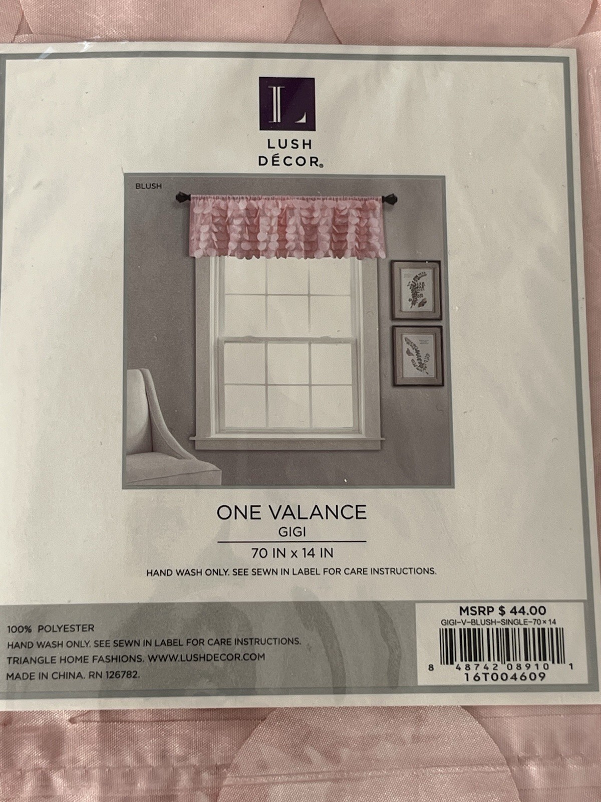 Lush Décor 14” x 70” Blush Pink Gigi Valance Petals Textured Window Curtain NWT