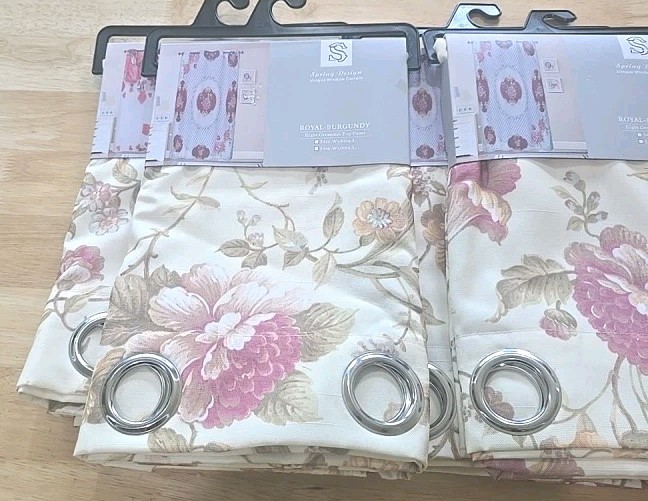 4 Pair of Royal Burgandy Eyelet Ring Strong material Curtain Sets of 2 54′ 84″