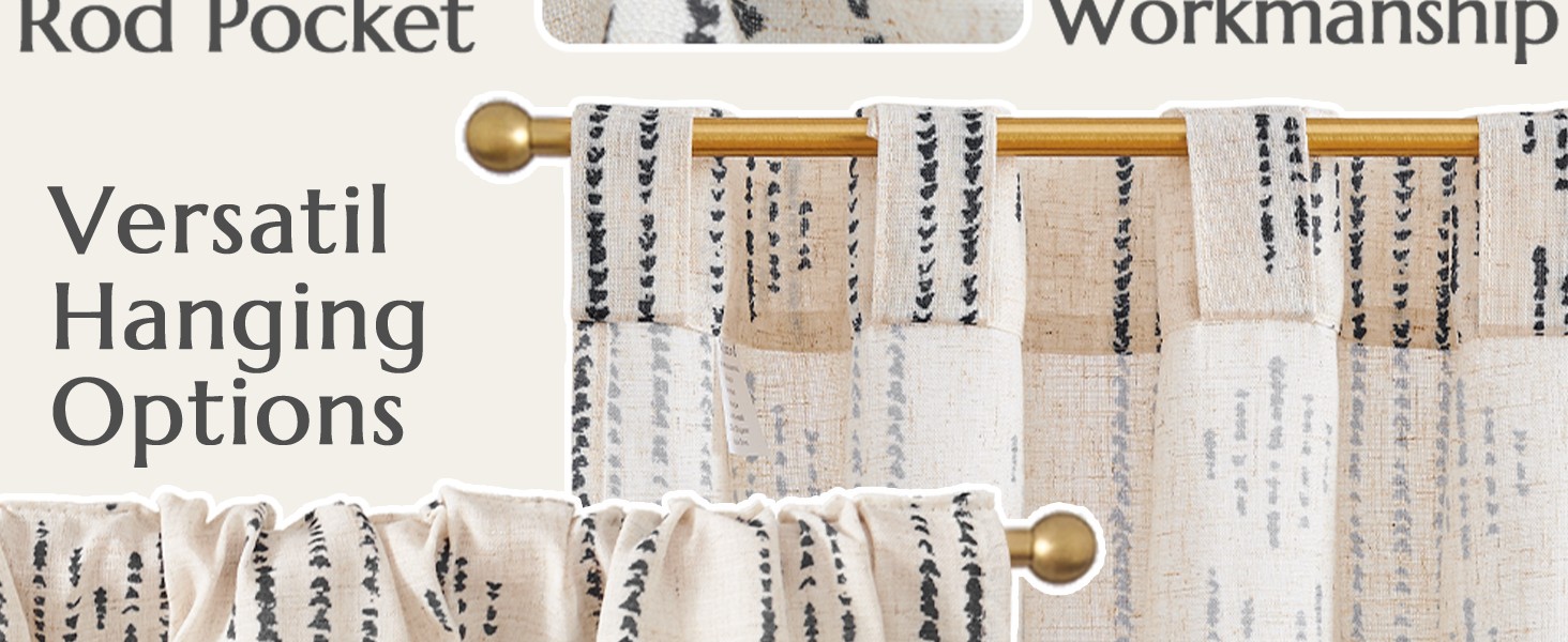 Boho Kitchen Curtains Linen Cafe Tier Curtains 36 Inch Bohemian Geometric