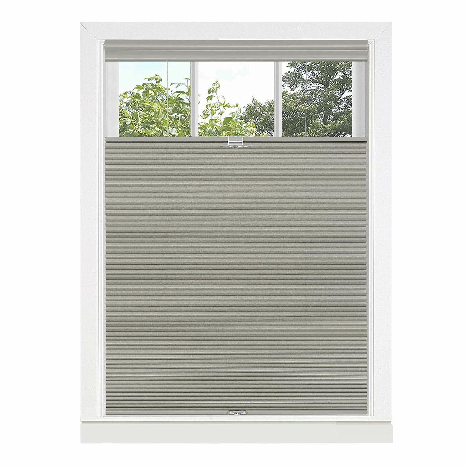 Dove Gray Cordless Cellular Top-Down Bottom Up Honeycomb Pleated Window Shades