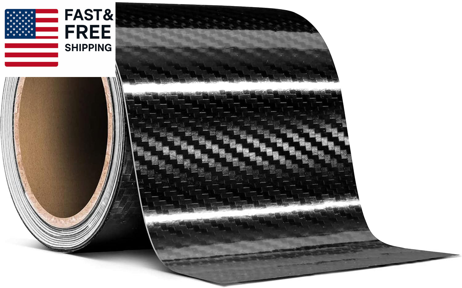 High Gloss Epoxy Black Carbon Fiber Vinyl Detailing Wrap Tape DIY Roll 4X 20Ft