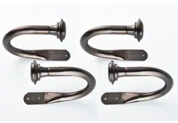 Lumi Curtain Holdbacks in Oil Rubbed Bronze with Hardware (4-Piece Set)