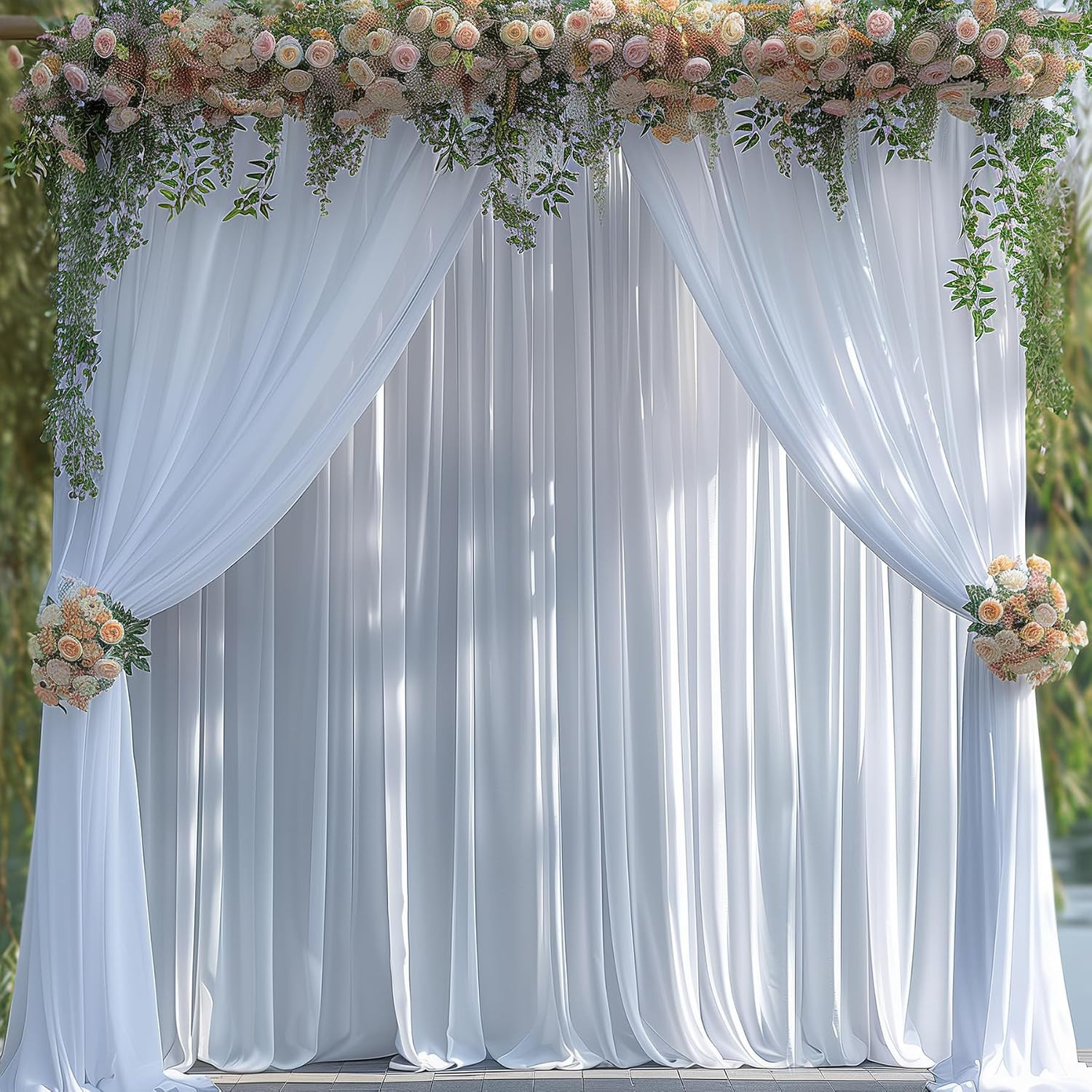 30X10Ft Wrinkle Free White Backdrop Curtain for Parties Soft Fabric Drapes Weddi
