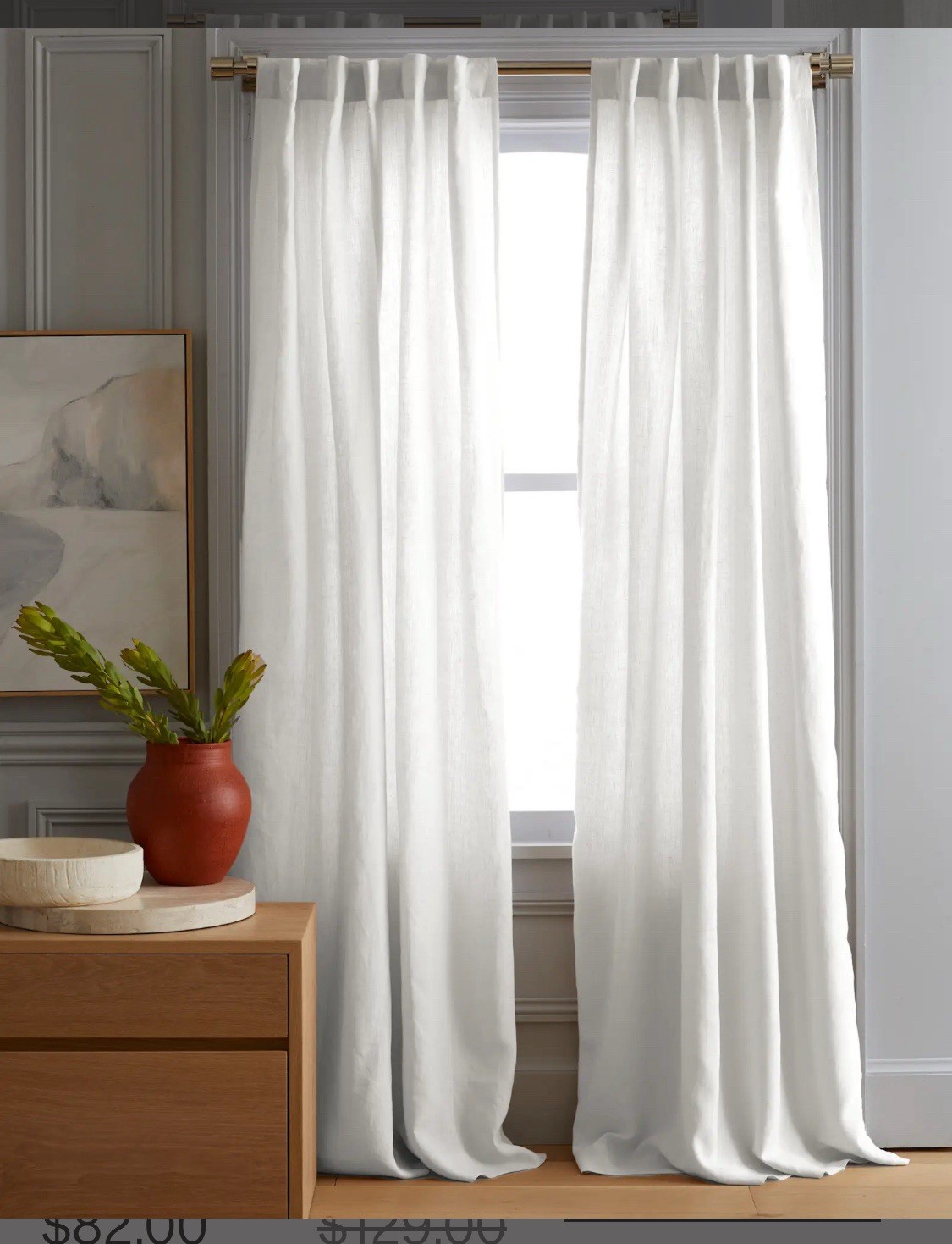 New Quince Textured Cotton Room Darkening Flax Single Panel Curtain 48” X H 108”