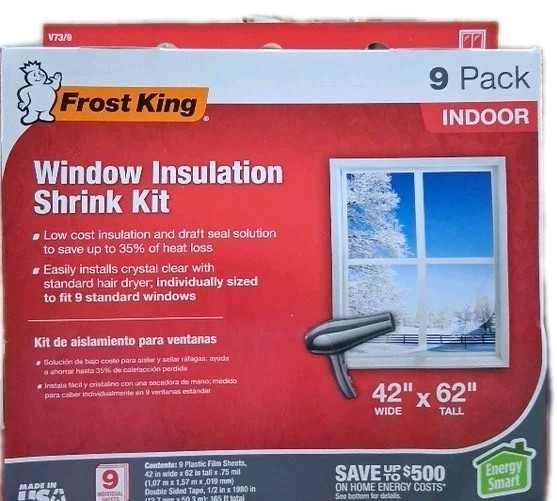 Frost King Window Winterizing Insulation Shrink Kit 42in x 62in 9 Pack