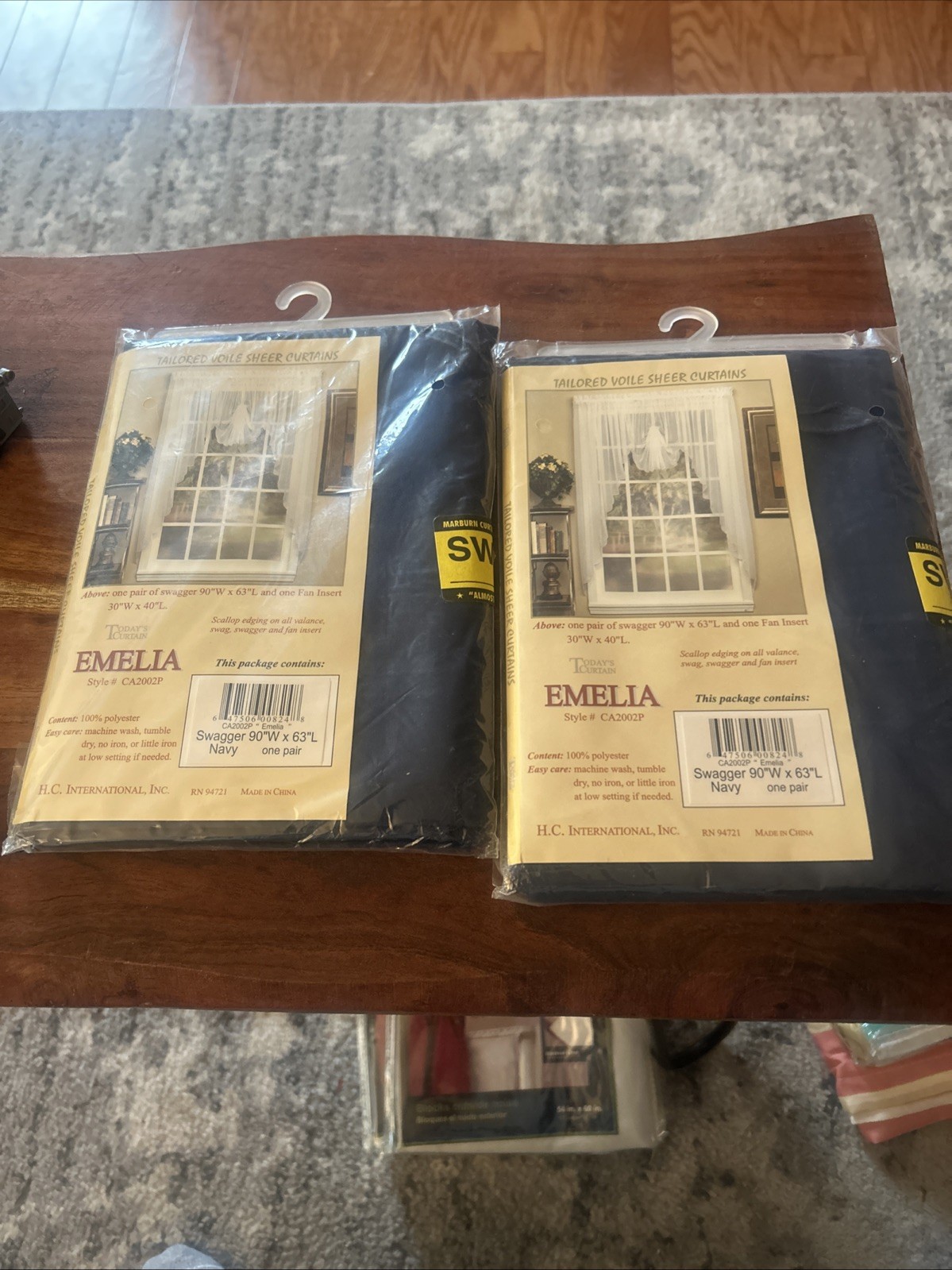 Navy Voile Sheer Curtain 90×63 Easy Care 100 Polyester Customizable Styles