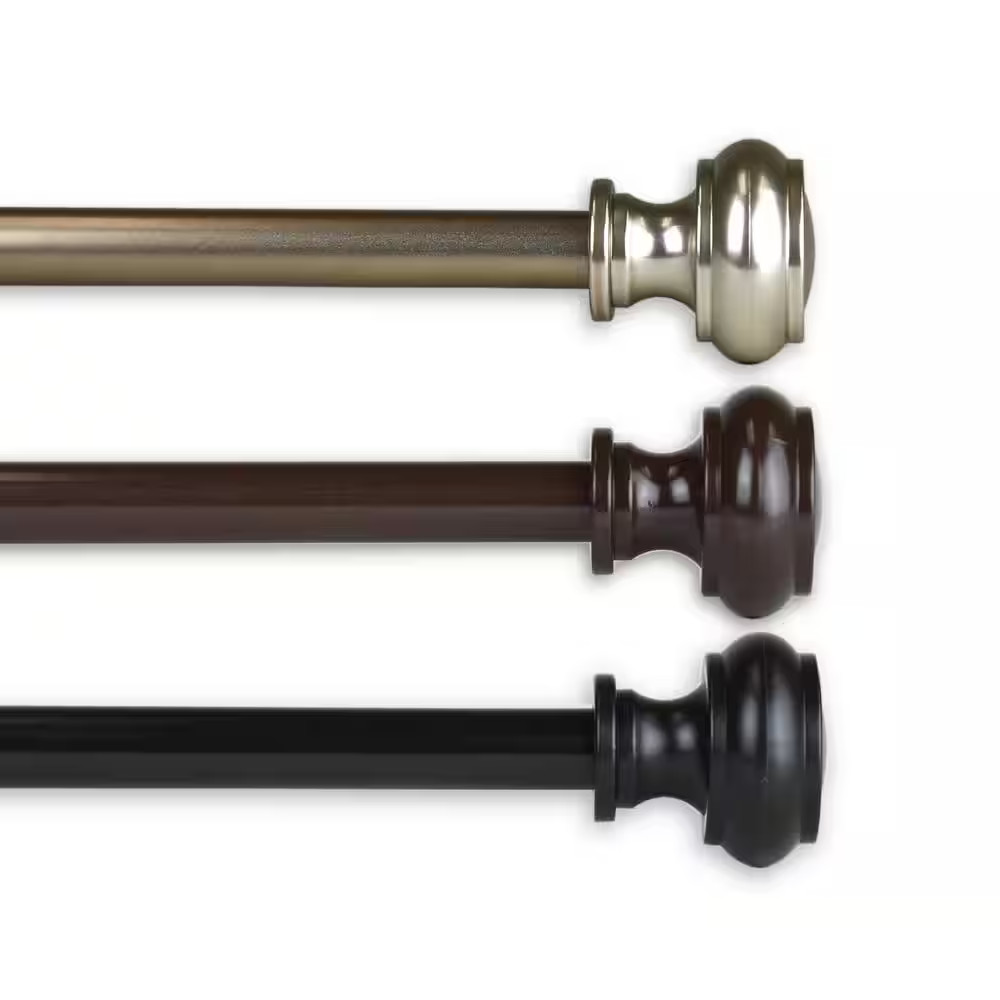 Teapot 7/16 In. Cafe Single Curtain Rod 18 In.To 28 In. in Black