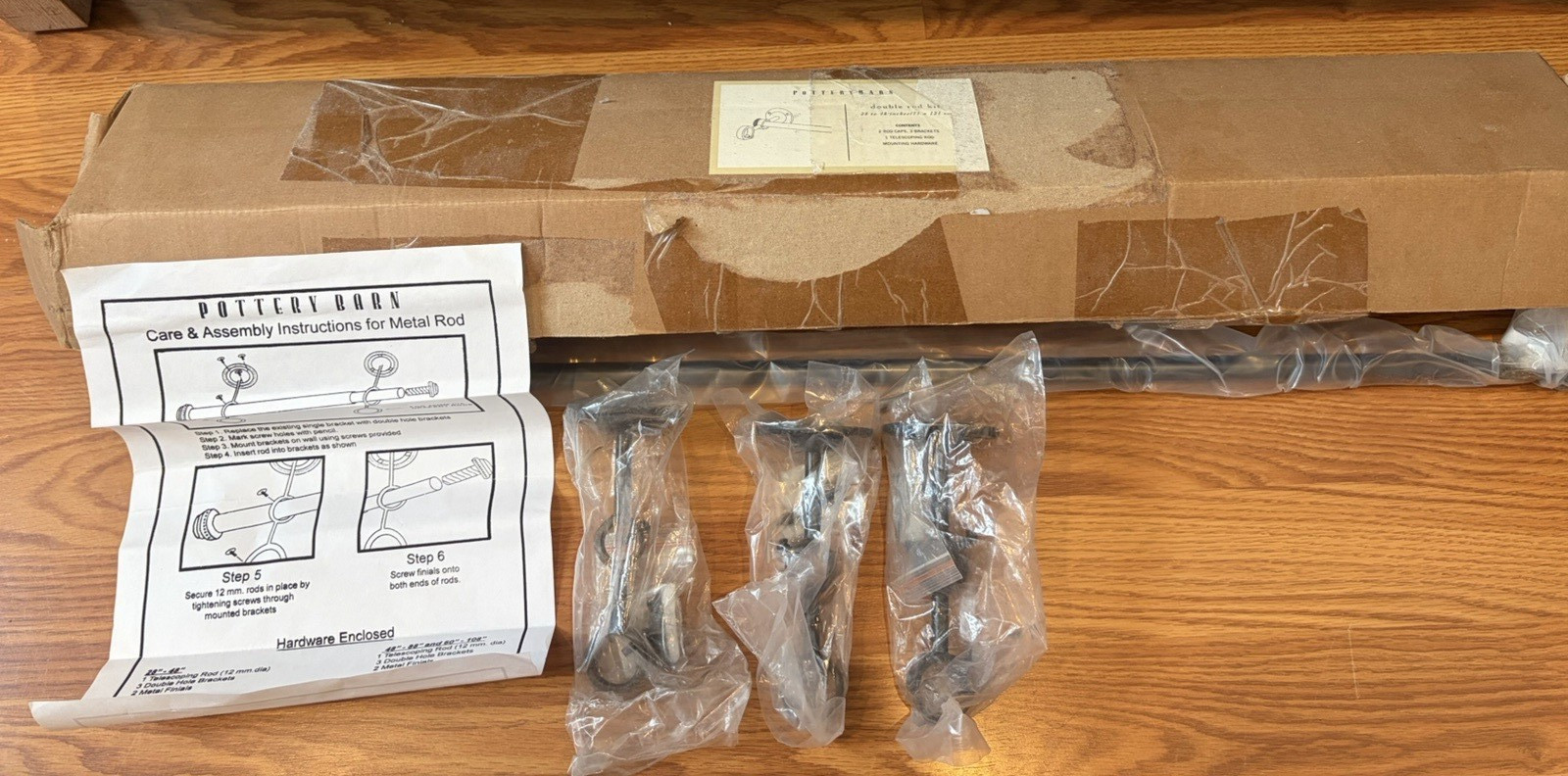 Pottery Barn Double Rod Kit, 28-48 Inches Bronze NEW