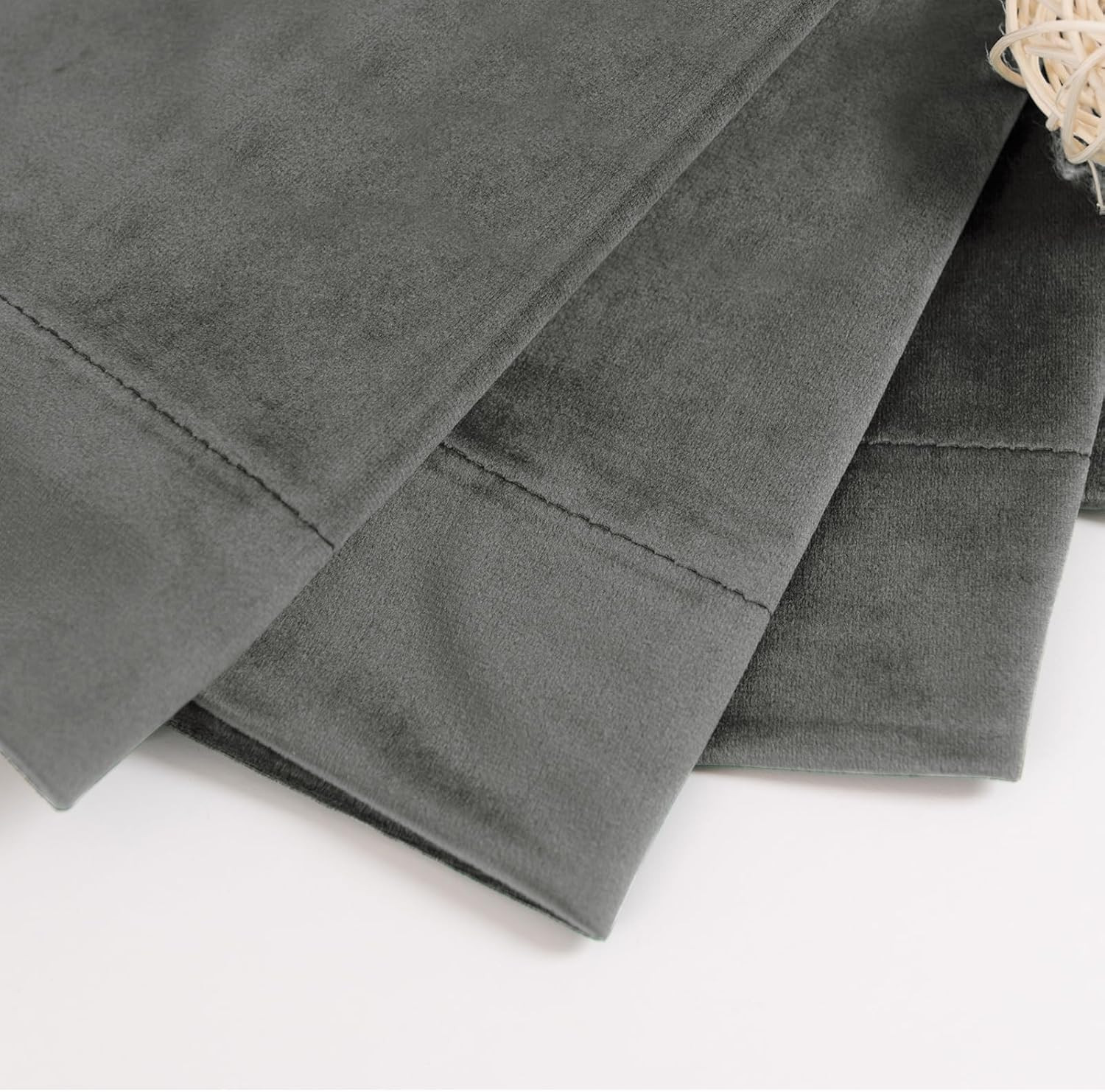 Elegant Grey Velvet Thermal Insulated Curtains 120″ Long – Set of 2 Panels