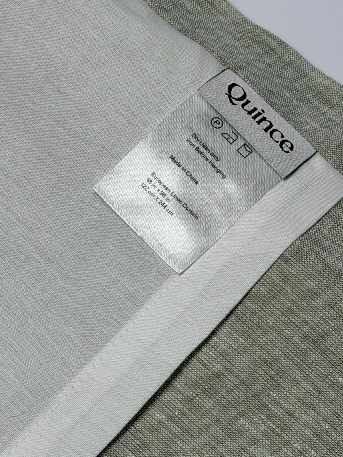 2 Quince European Linen Curtain Panels 48×96 Sage Flax Linen NWOT
