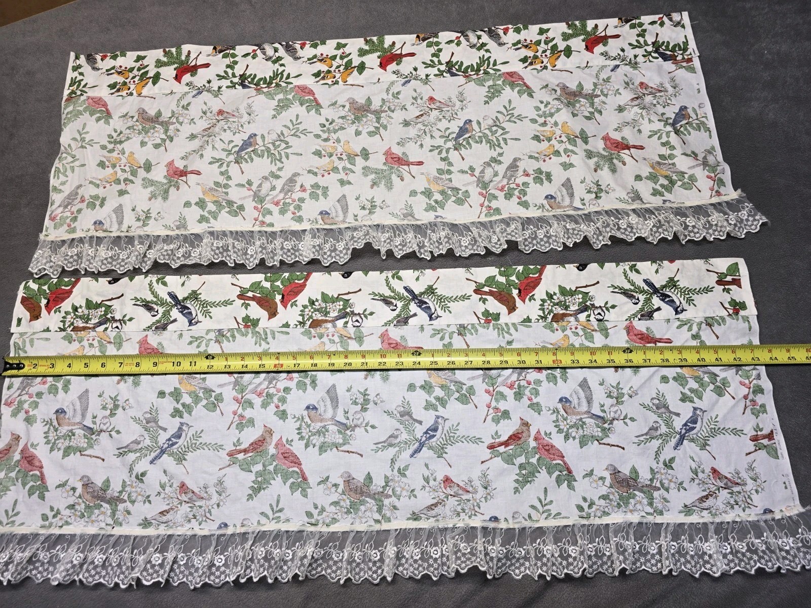 Vintage Window Valance Pair Birds V.I.P Screen Print Cranston Material Colorful