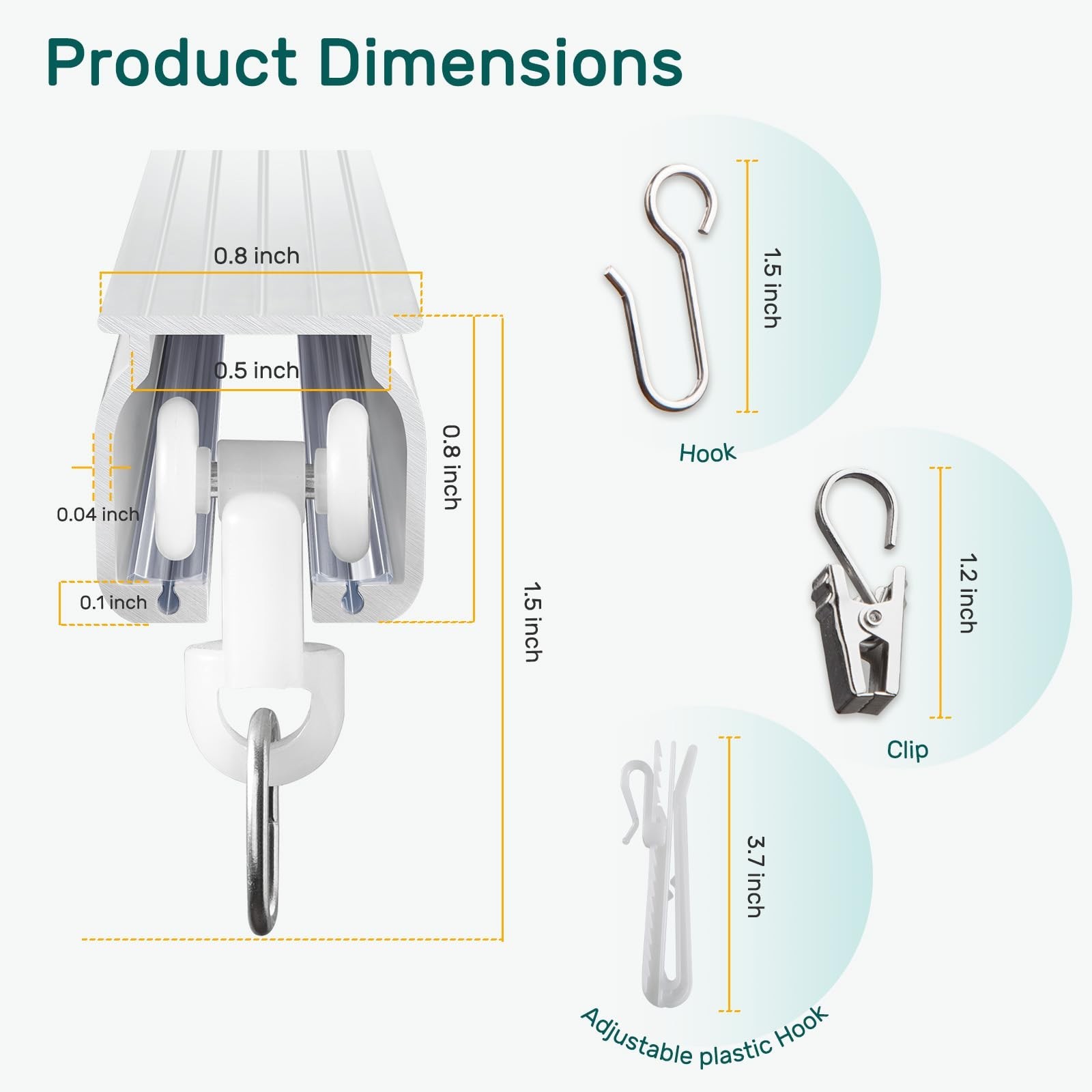 Ceiling Curtain Track System with Wall Mount, Silent Curtain Rail for Room Di…