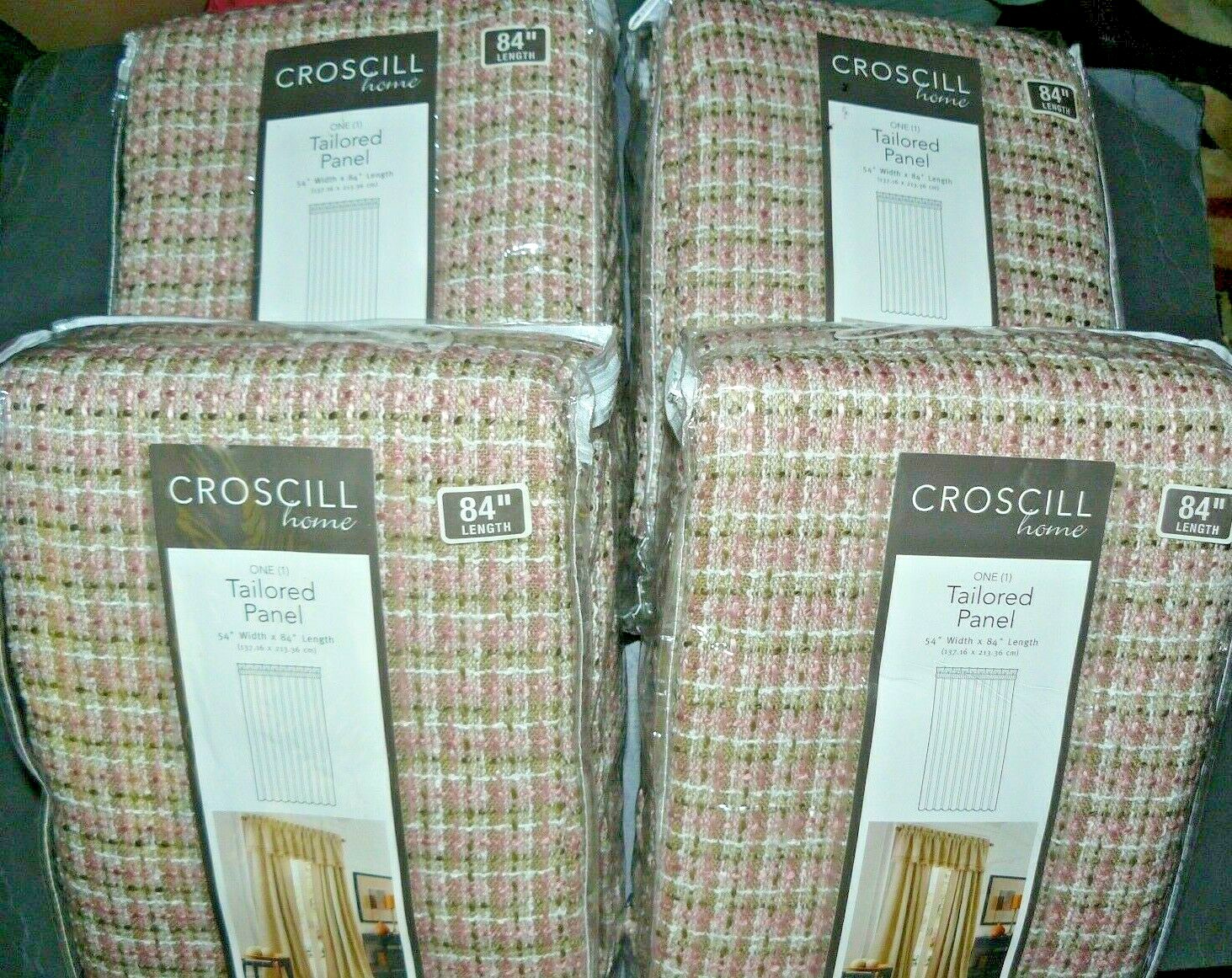 4 NEW 54″W X 84″L Croscill Briana Tailored Window Panel Color: Rosebud