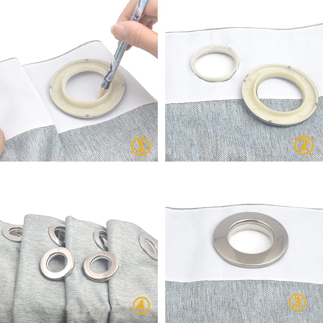 Kuasting Curtain Grommets Surface 20 pcs Stainless Steel Metal Curtain Eyelet…