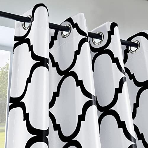 Moroccan Fashion Room Darkening 52″W x 45″L (Pack of 1) Off White/Black