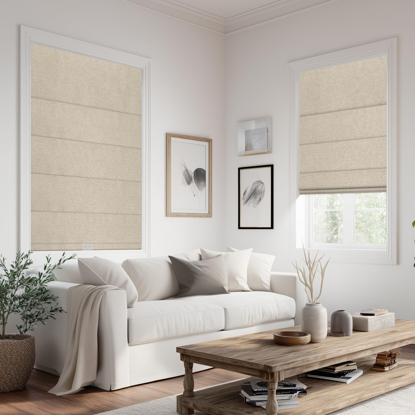 Doing-X 30″x64″ Blackout Roman Shade Oatmeal Grey