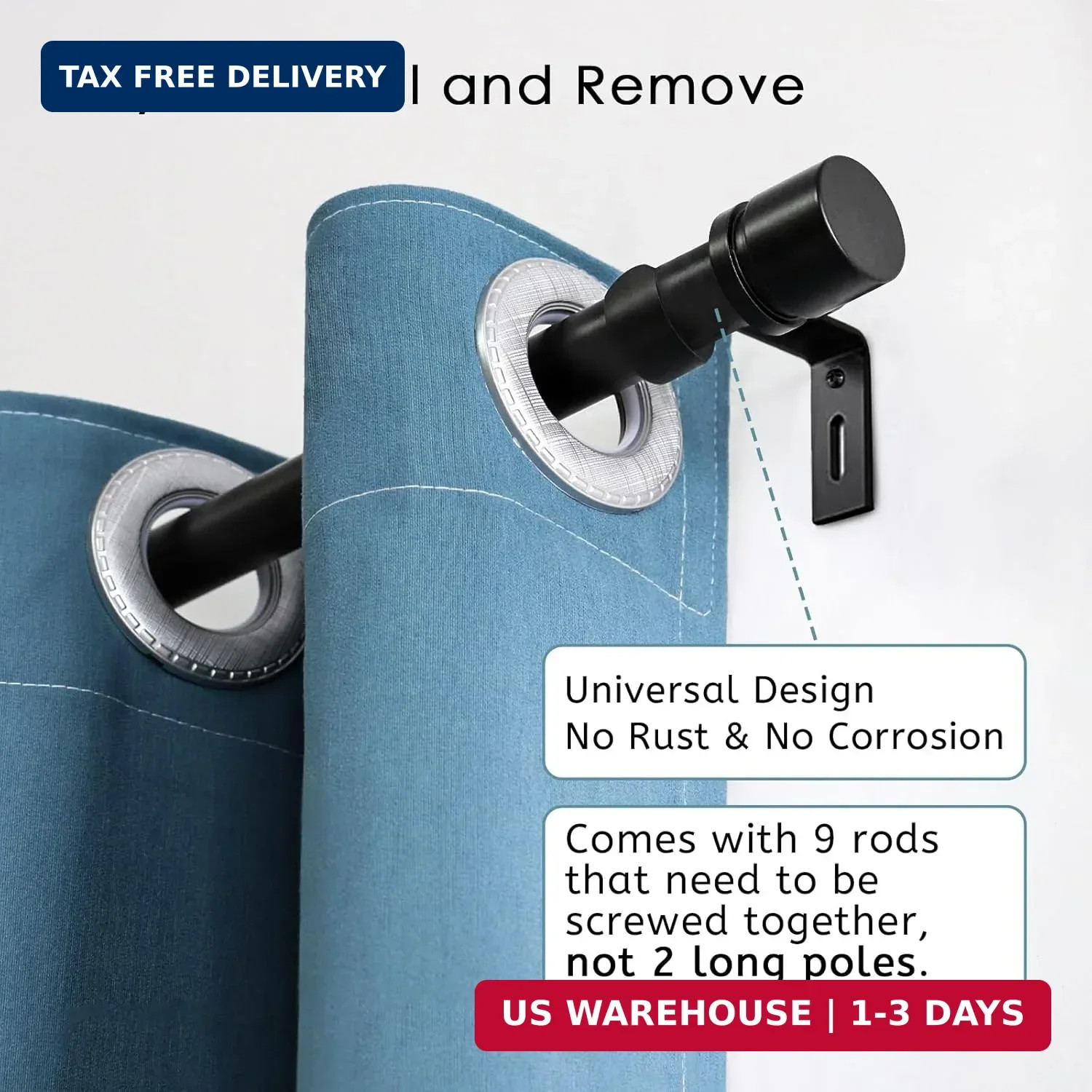 Byondeth Curtain Rods for Windows 16 to 144 Inches Adjustable Length 1 Inch Diam