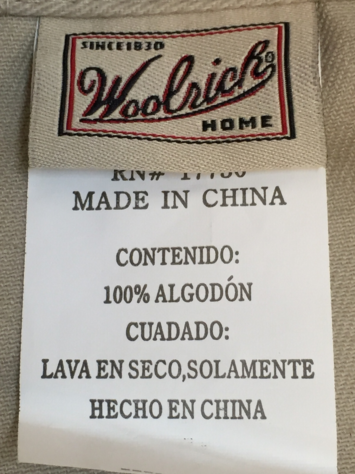 Woolrich Window Valance Beige Tan Brushed Cotton Tab Curtains 52″x 15″ Set of 2