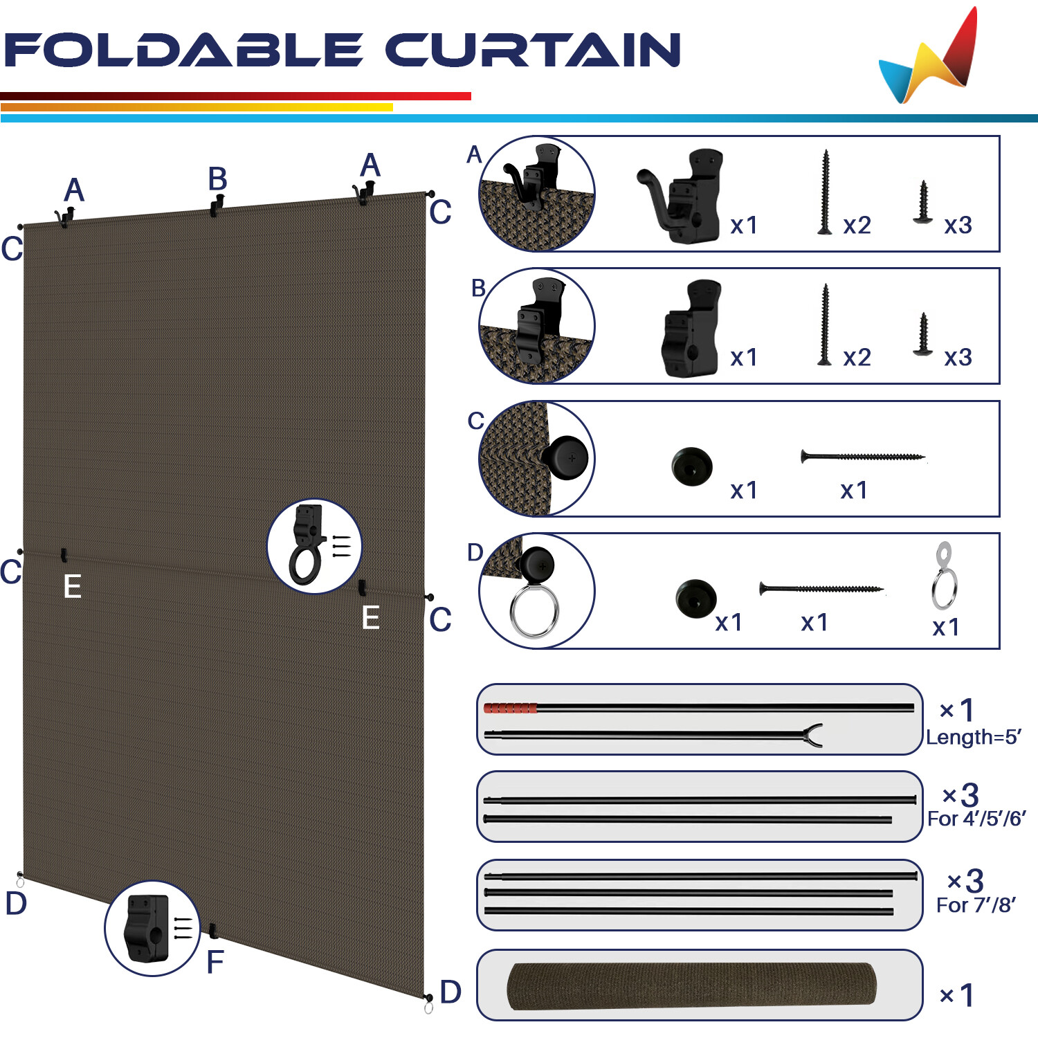 Customize Foldable Sunshade Curtain Roll up Shade Patio Porch Pergola Brown