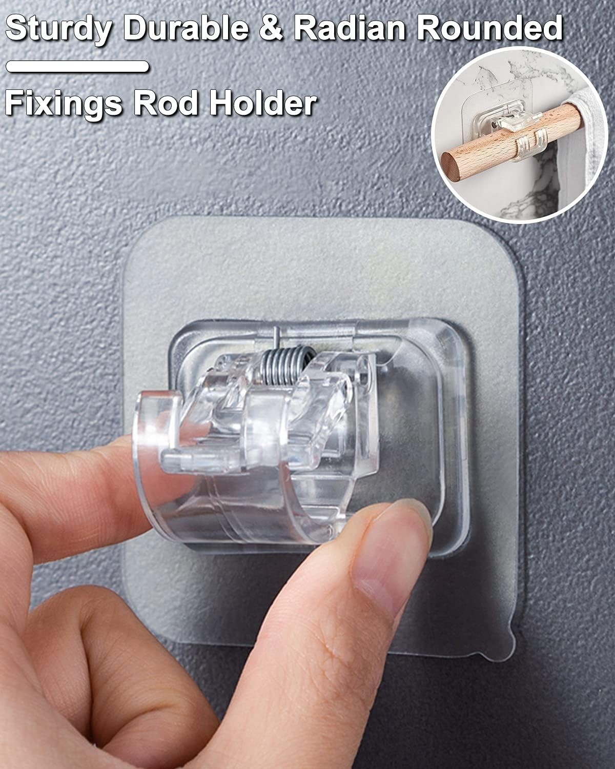 Curtain Rod Bracket No Drilling 16pcs, Self Adhesive Nail Free Curtain Rod Wa…