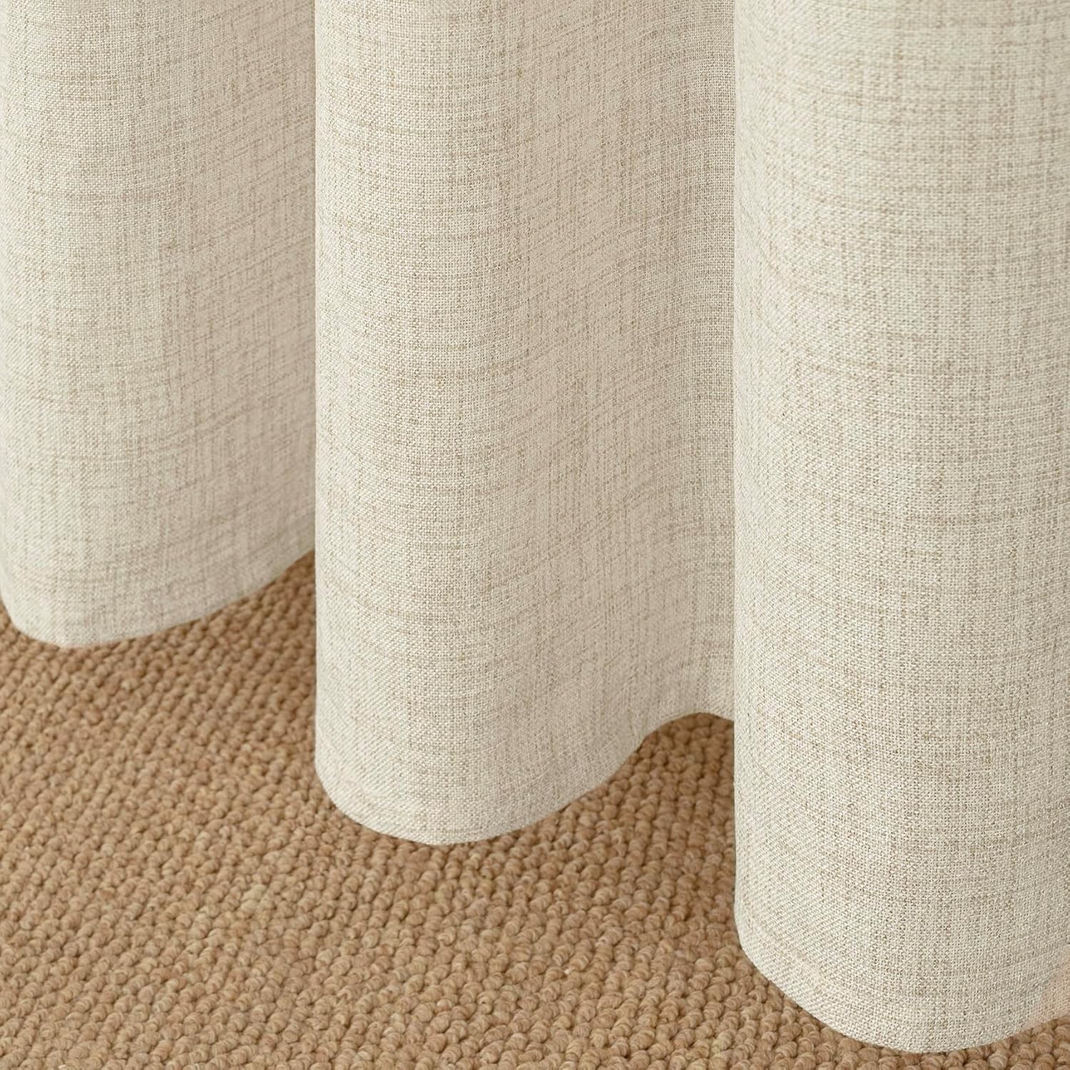 Linen Cafe Curtains Length 2 Panels, Short Half Window Drapes