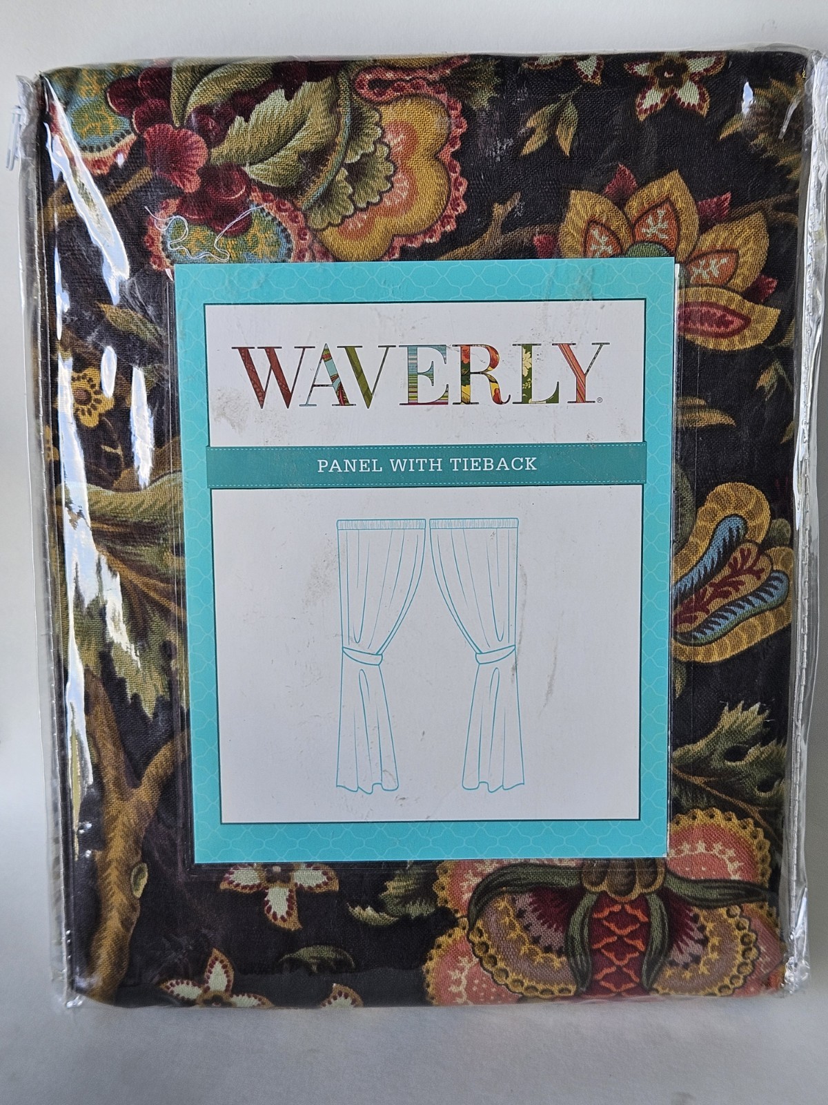 Waverly IMPERIAL DRESS Black Red ONYX Floral Modern Farmhouse NEW Curtain Panel