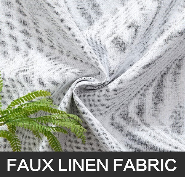 MIULEE Linen Texture Curtains Solid 100% Blackout Greyish White 52″x96″ 2 Panels