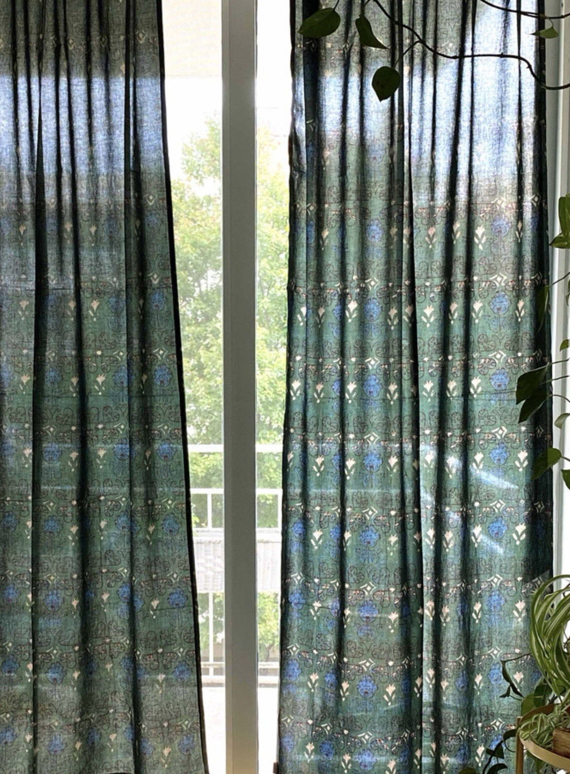 Ich Cha Block print Meadow window Panels-2- FREE SHIPPING