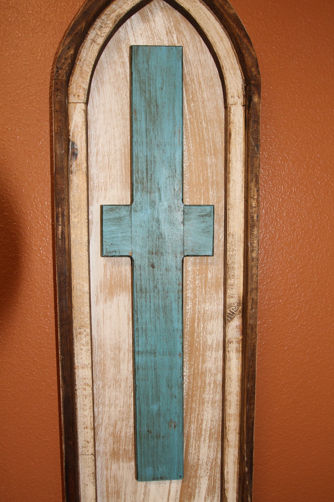 1-DECORATIVE WOOD SHUTTER, Large Wooden Turquoise Cross Wall Hanging,Gift