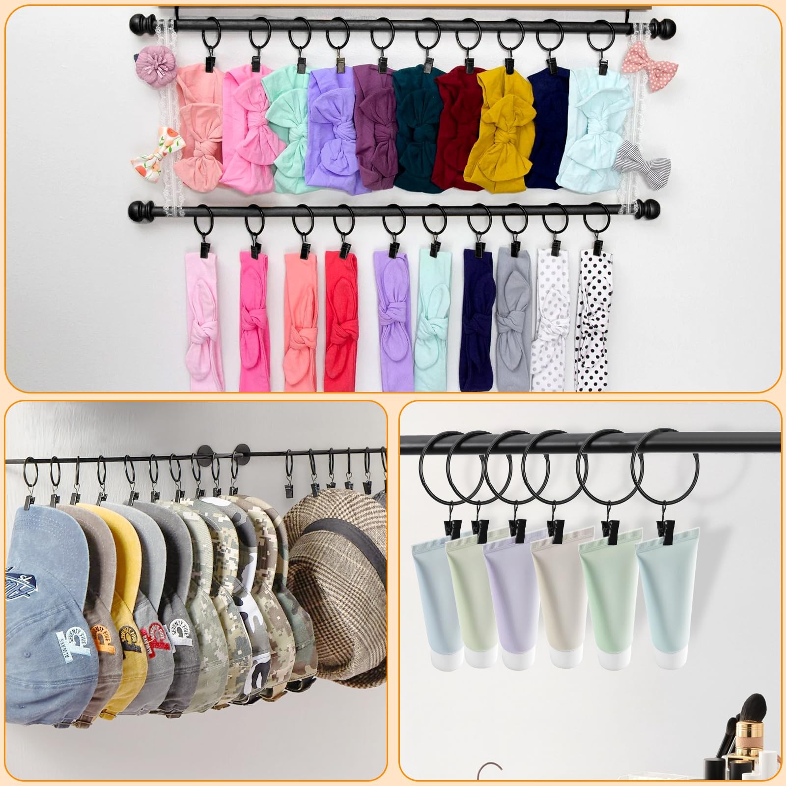 34 PCS Openable Curtain Rings with Clips, 1.25-Inch Inner Diameter Open Drape…