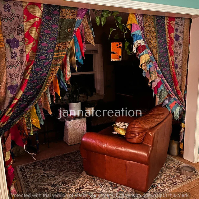 Gypsy Look Curtain Boho Silk Curtain Handmade Window Curtain Door Curtains
