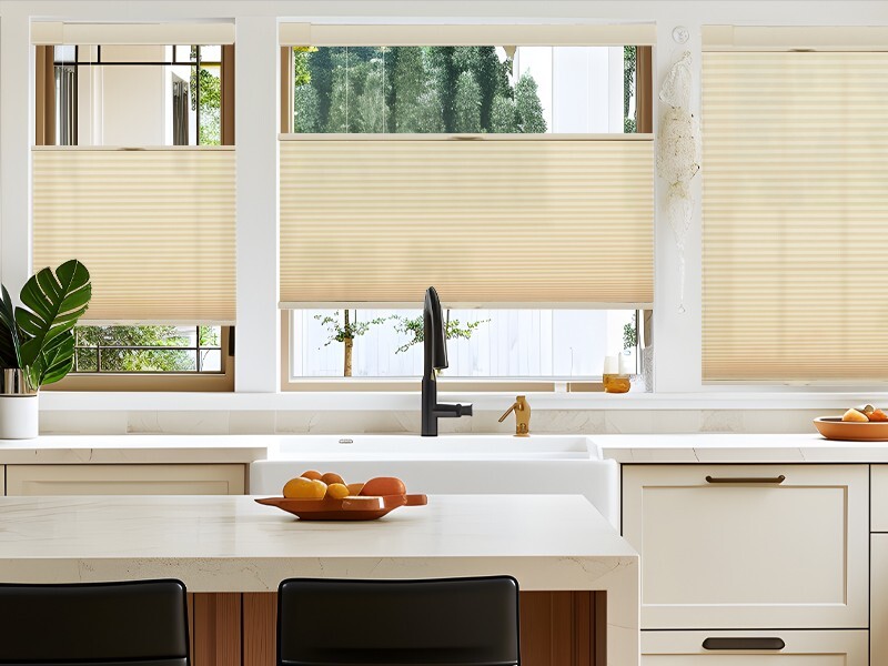 No-Screw Top-Down Bottom-Up Cellular Shades 1″ Light Filter Cordless Beige Blind