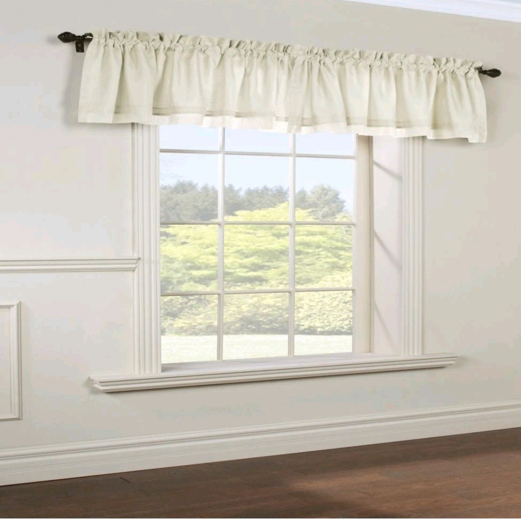(2) Thermavoile Rhapsody Lined Rod Pocket Valance Window Dressing 54×15″ Ivory