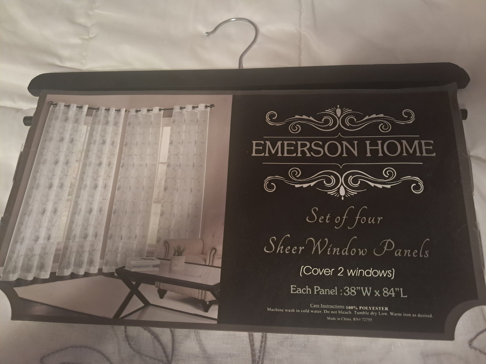 Emerson Home Elegant Set of 4 Sheer Grommet Window Panels 38” x 84” White New
