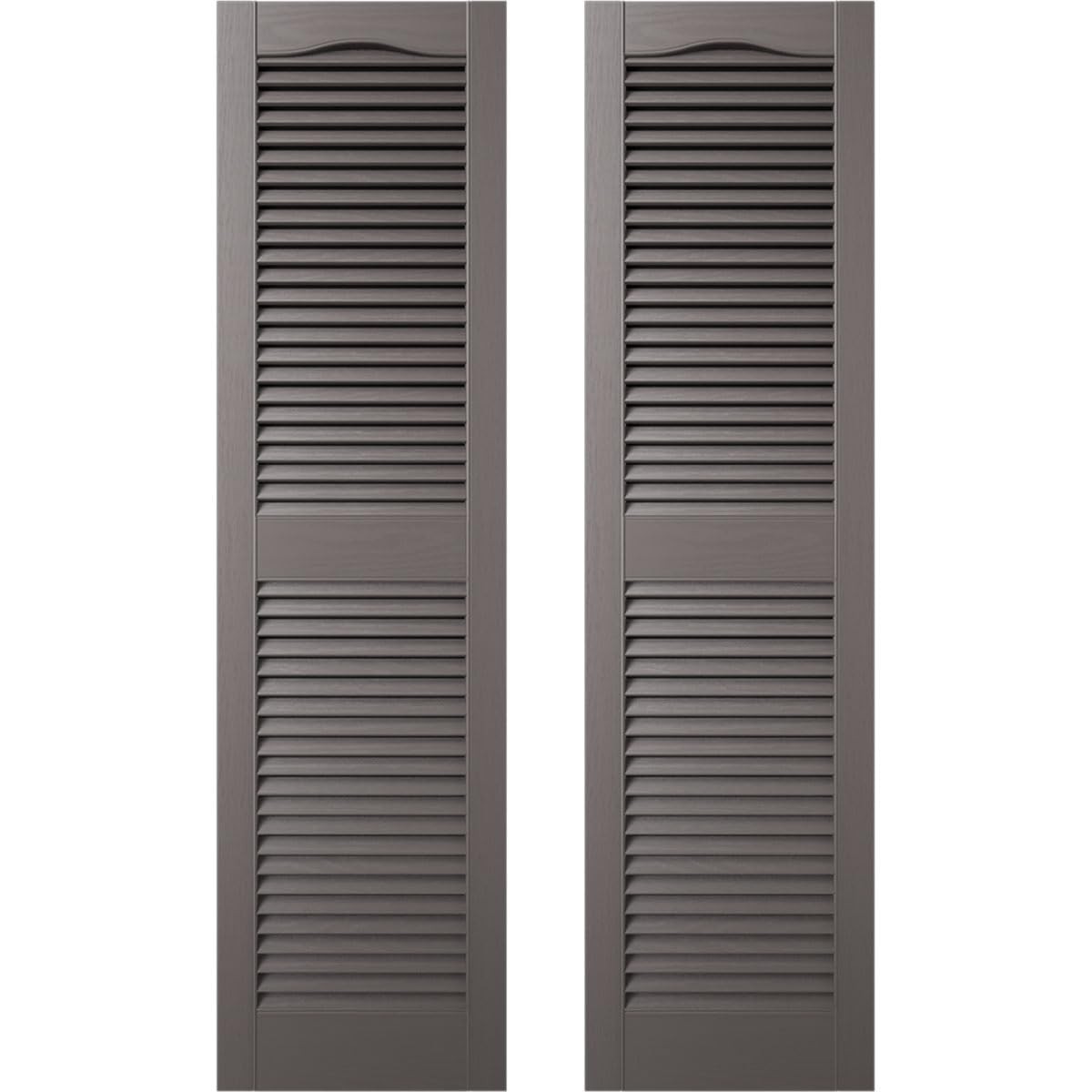 14.5 in. W x 24 in. H, Custom Cathedral Top Center Mullion, Open Louver Shutt…