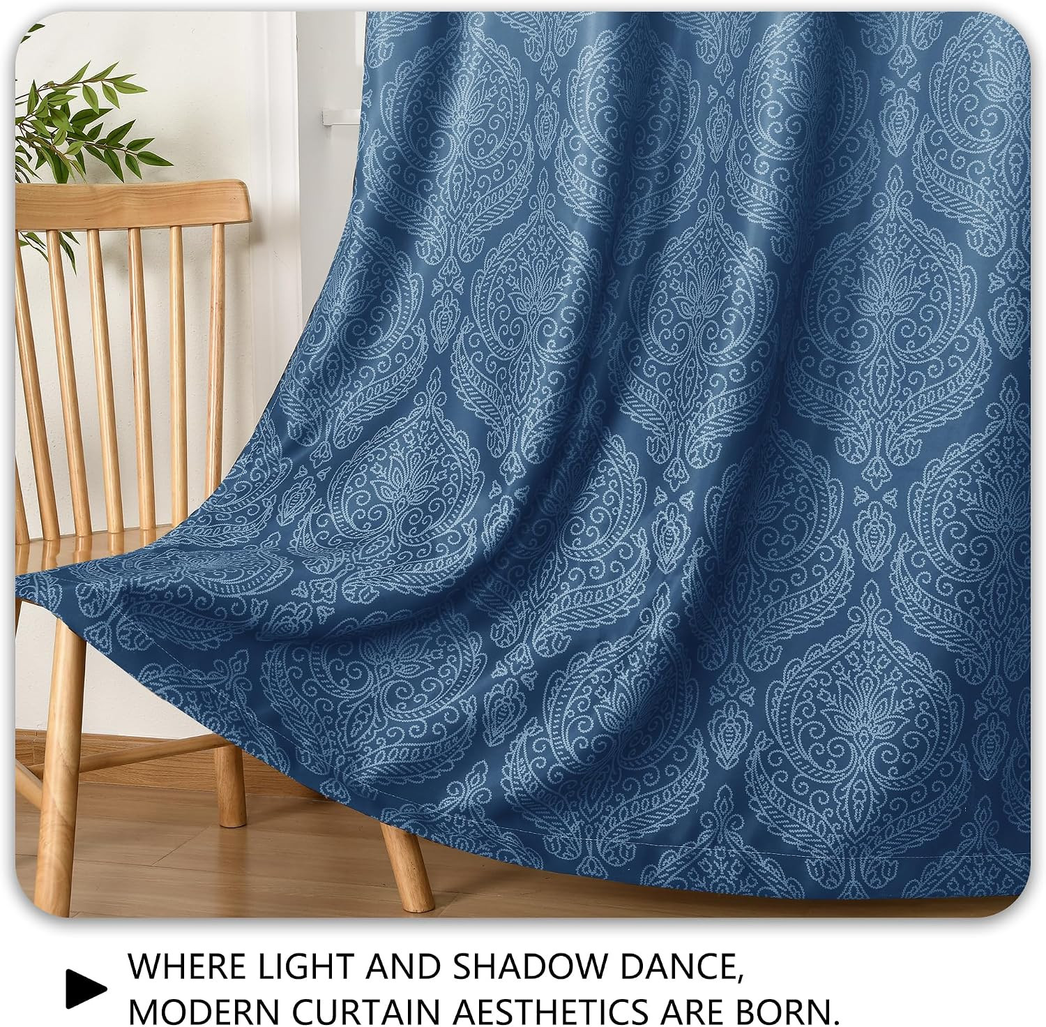 Navy Blue 100% Blackout Curtains 96″ Ombre Thermal Insulated Grommet Drapes
