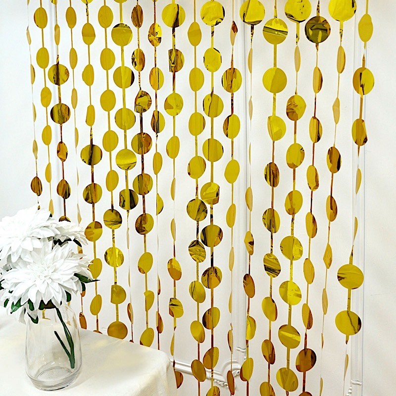 3 ft x 6.5 ft GOLD Metallic Round Foil Tassels Fringe CURTAINS Party Home