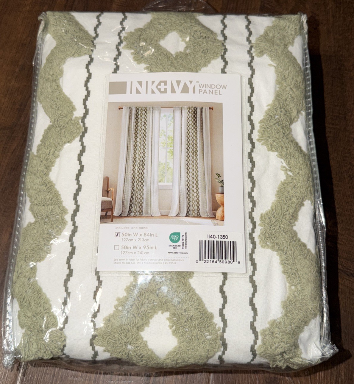 INK+IVY Imani 100% Cotton Single Panel Curtain Chenille 50″ x 84″ New In Pkg