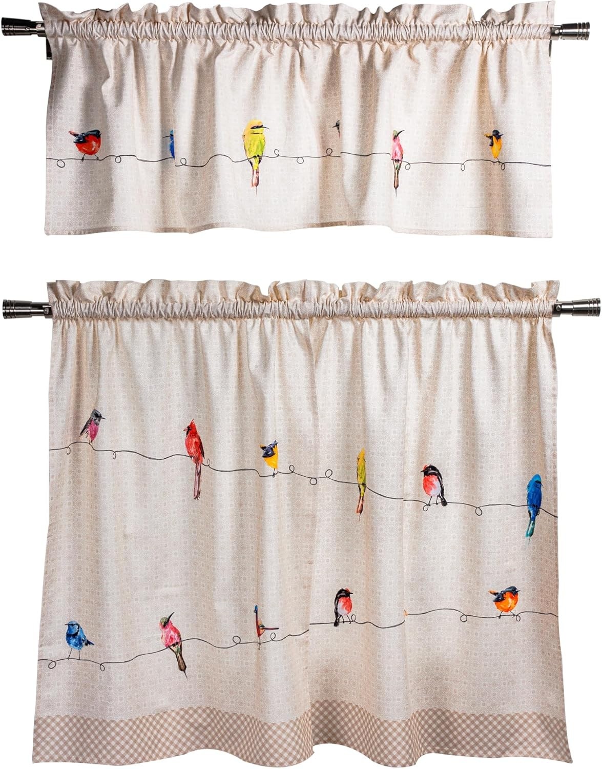 Kitchen Curtain Set for Windows 100% Cotton Set of Kitchen Curtain Valance fo…