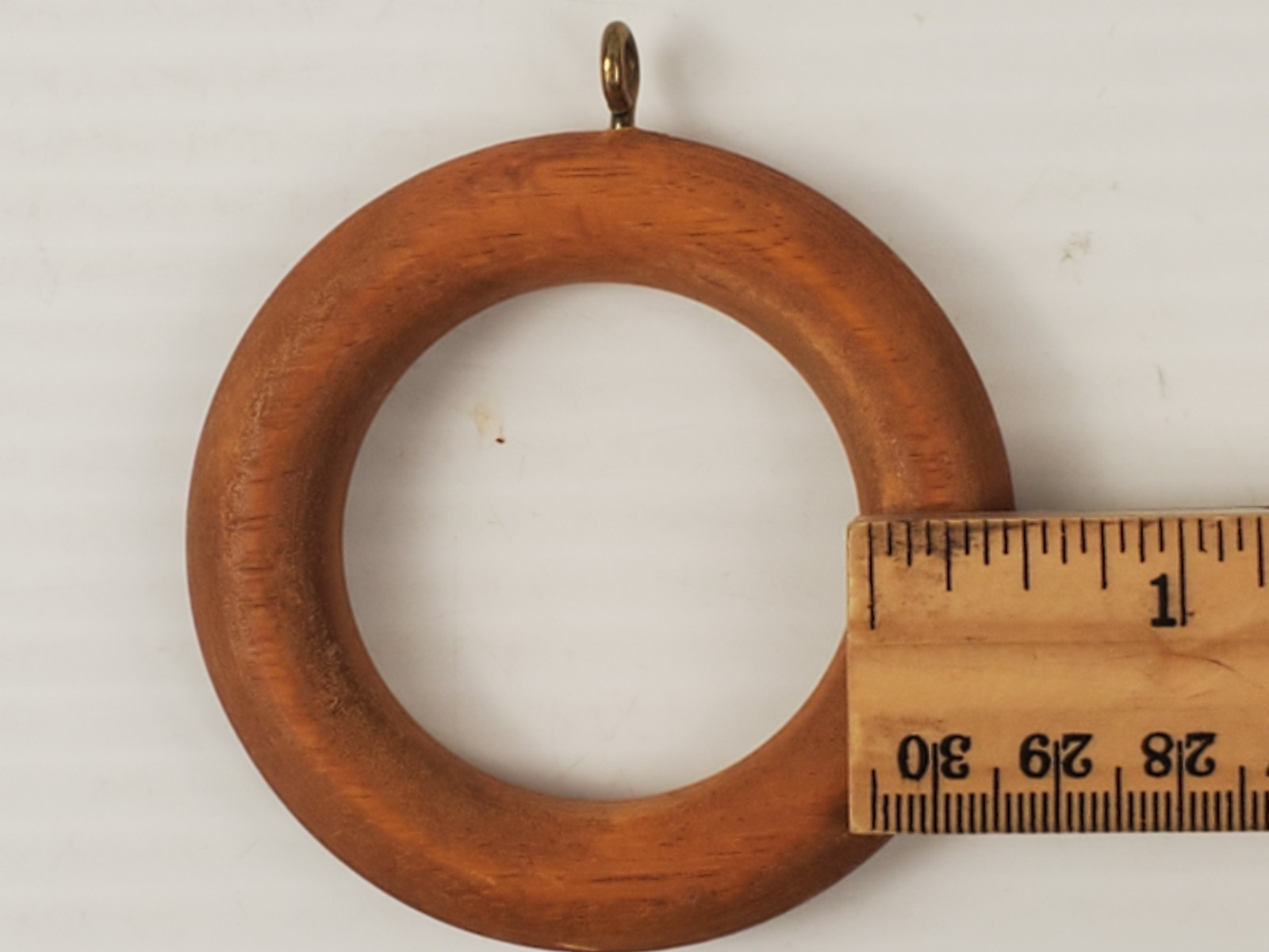 14 Vintage Wooden Curtain Rod Drapery Rings With Eyelets OD 2-3/4” ID 1-3/4”