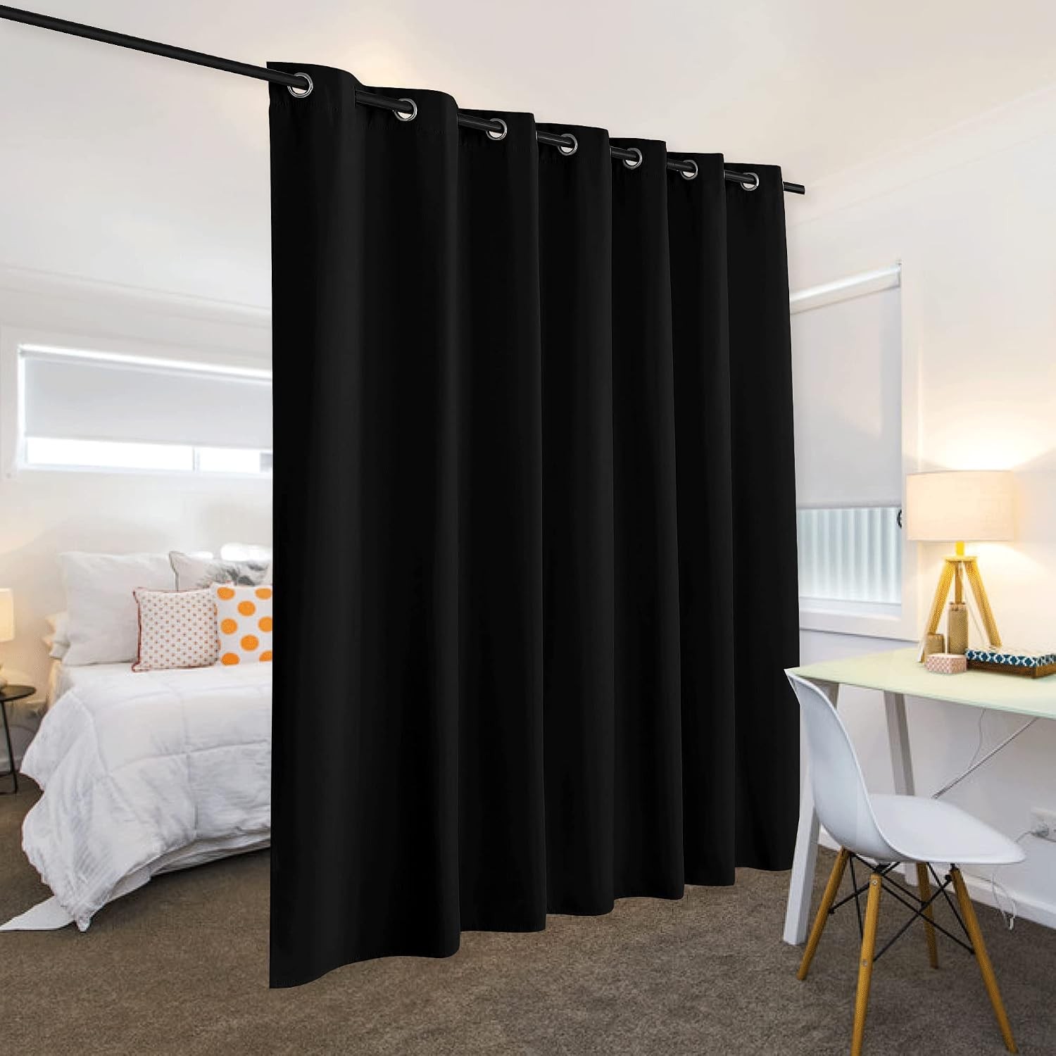 Black Extra Long Soundproof Curtains for Home Theater & Large Windows 8.3x12ft