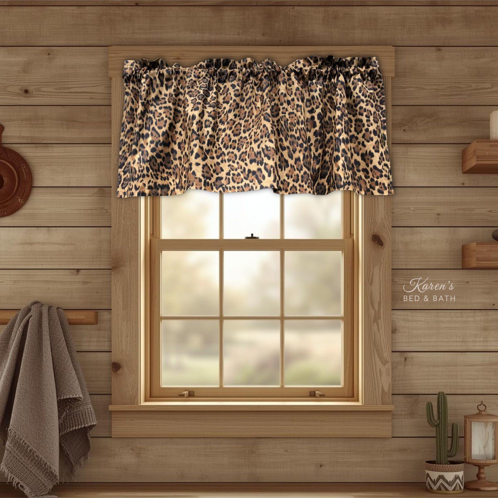 Leopard Print Valance – Bold Wild Animal Spot Boho Curtain – Glam Bedroom Decor