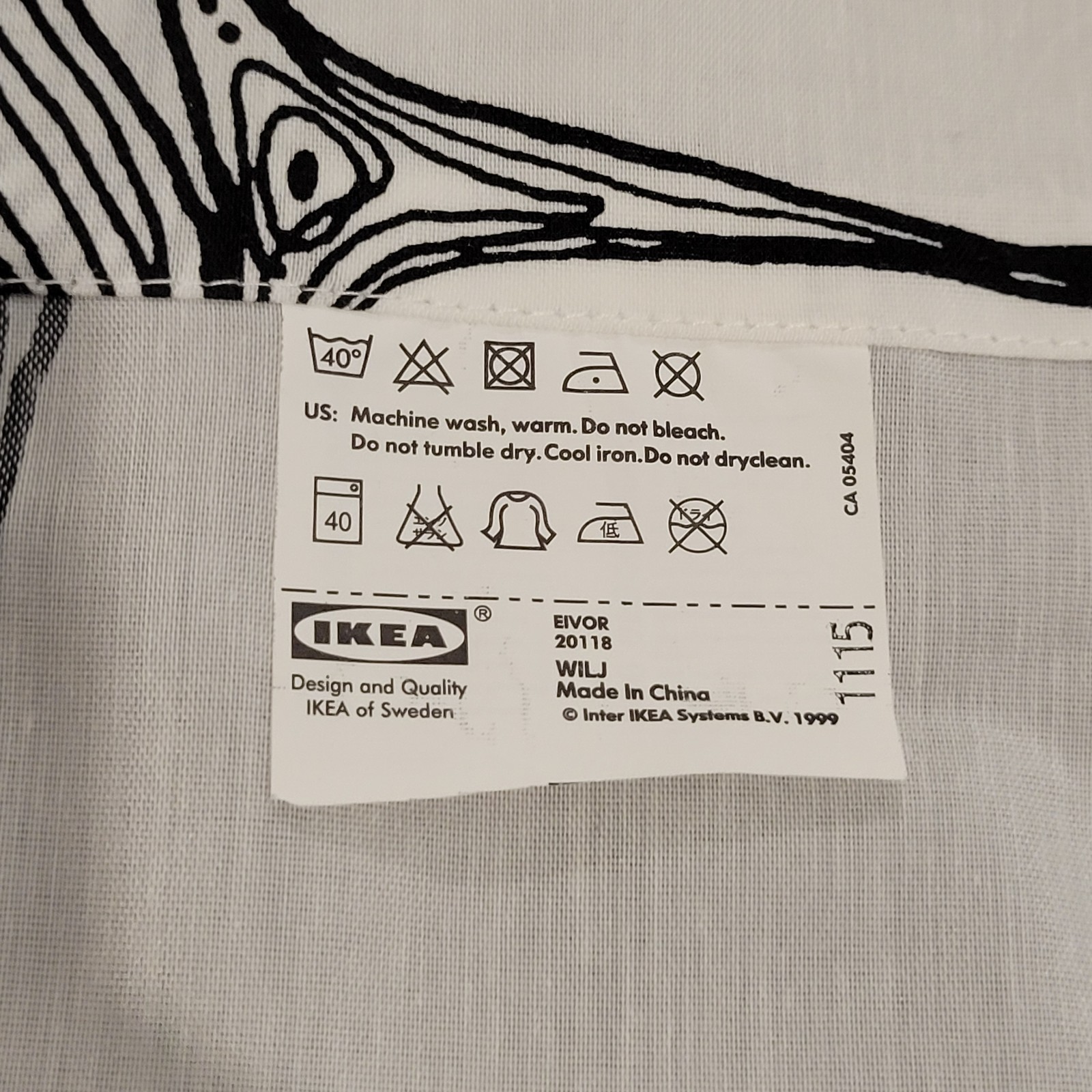 IKEA EIVOR Panel (1) 57×99 WH-BL Bird Tree Kajsa Aronsson Light Filtering