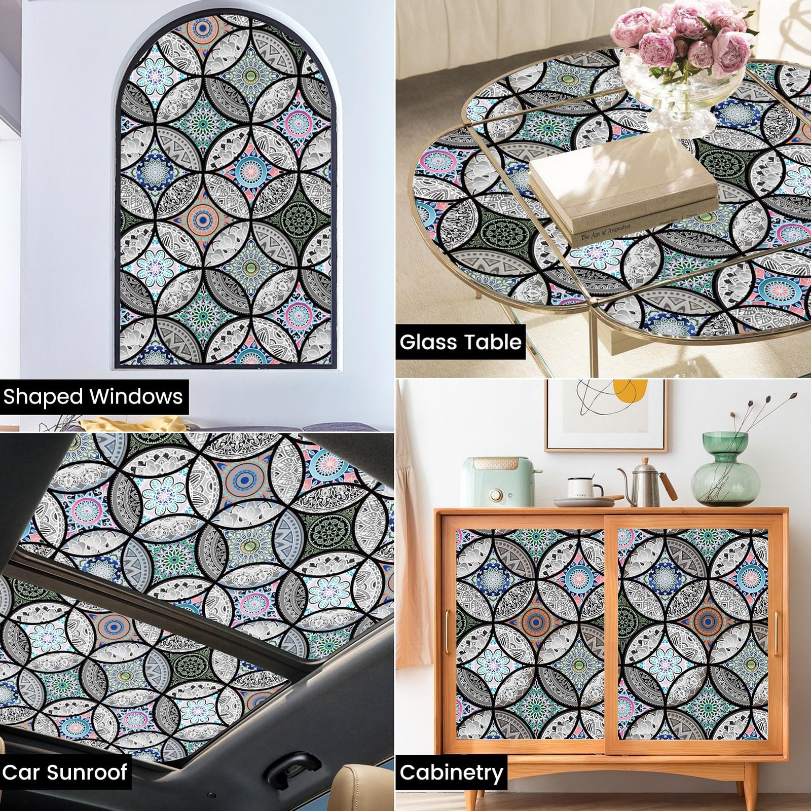 DKTIE Static Cling Decorative Window Film Vinyl Non Adhesive Privacy 17.7″x78.7″